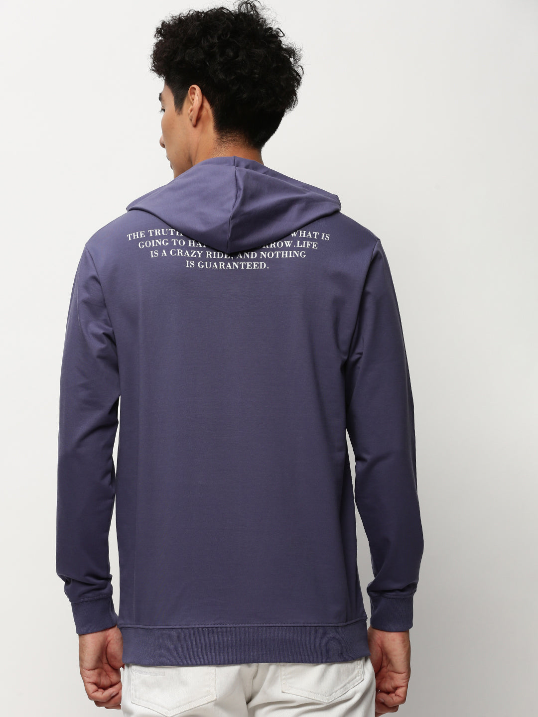 Men Purple Graphics Casual Sweatshirts