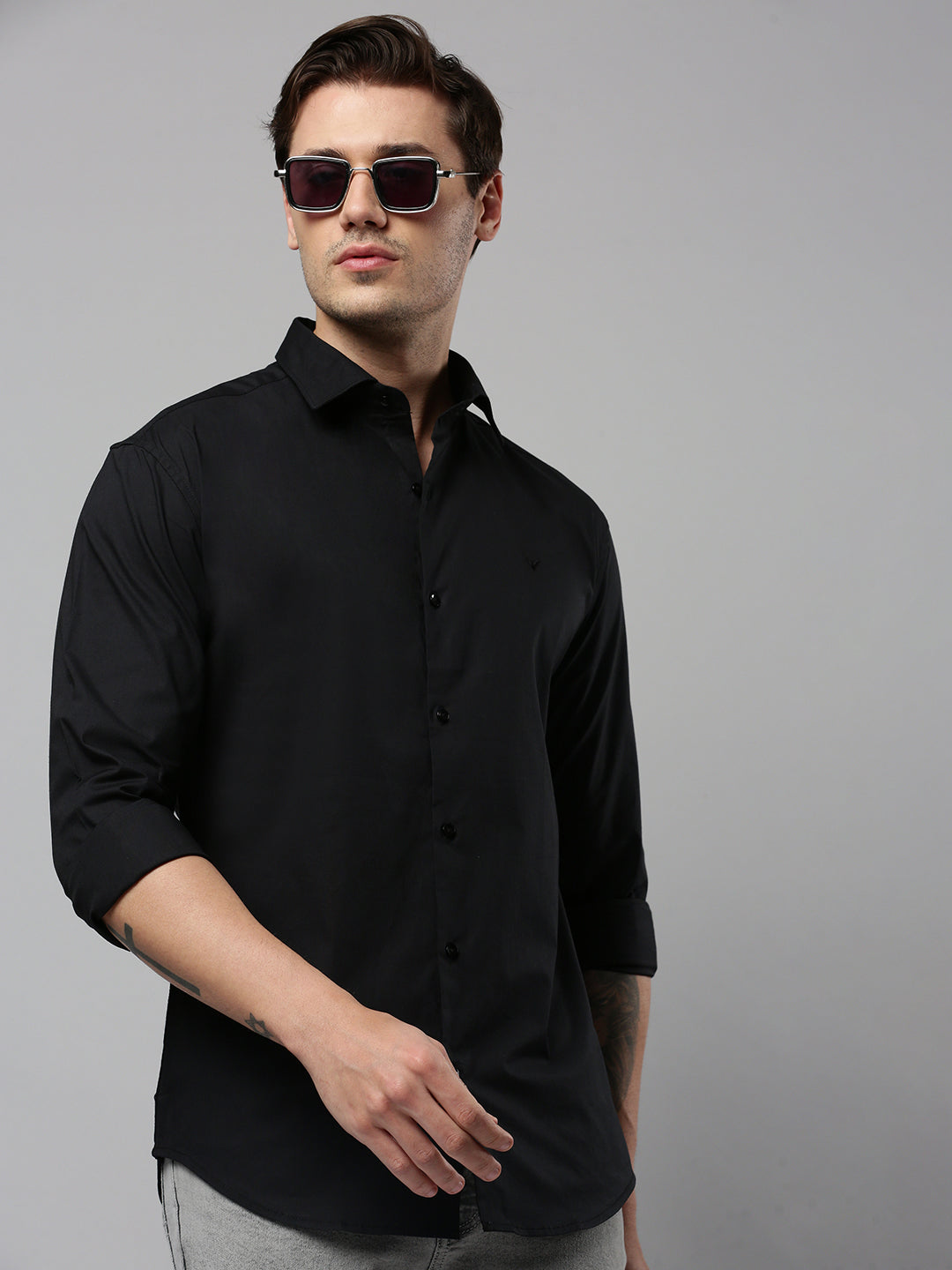 Men Black Solid Casual Shirt