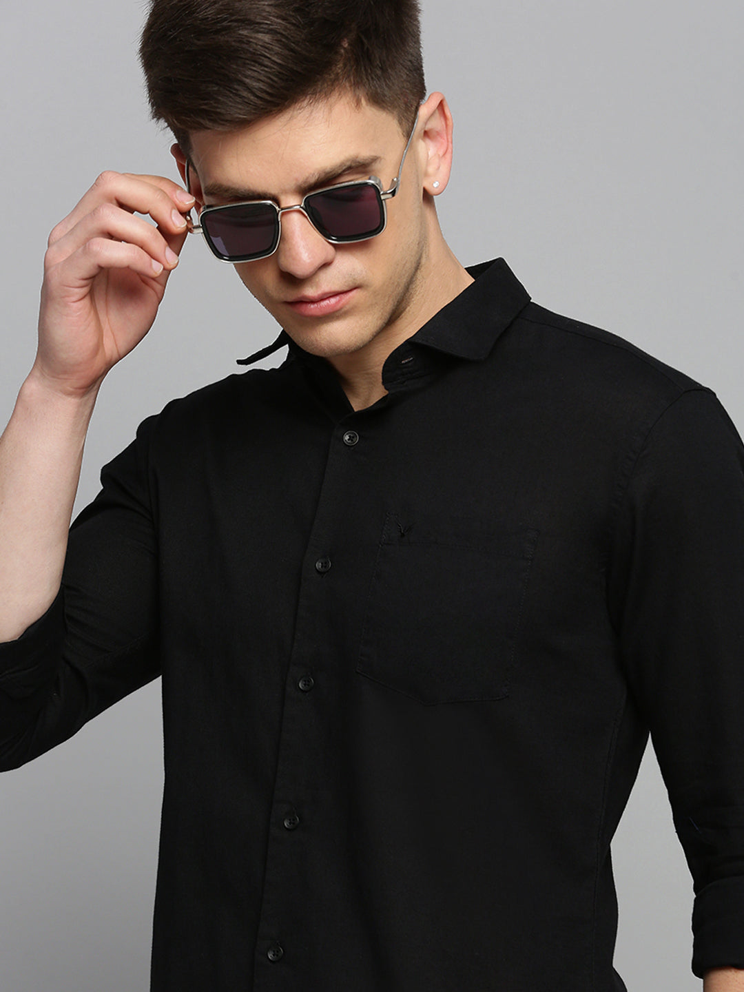 Men Black Solid Formal Shirt