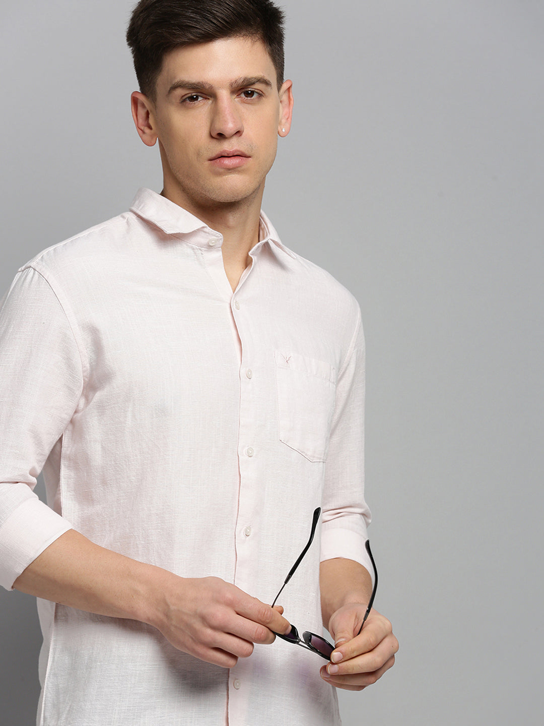 Men Cream Solid Formal Shirt