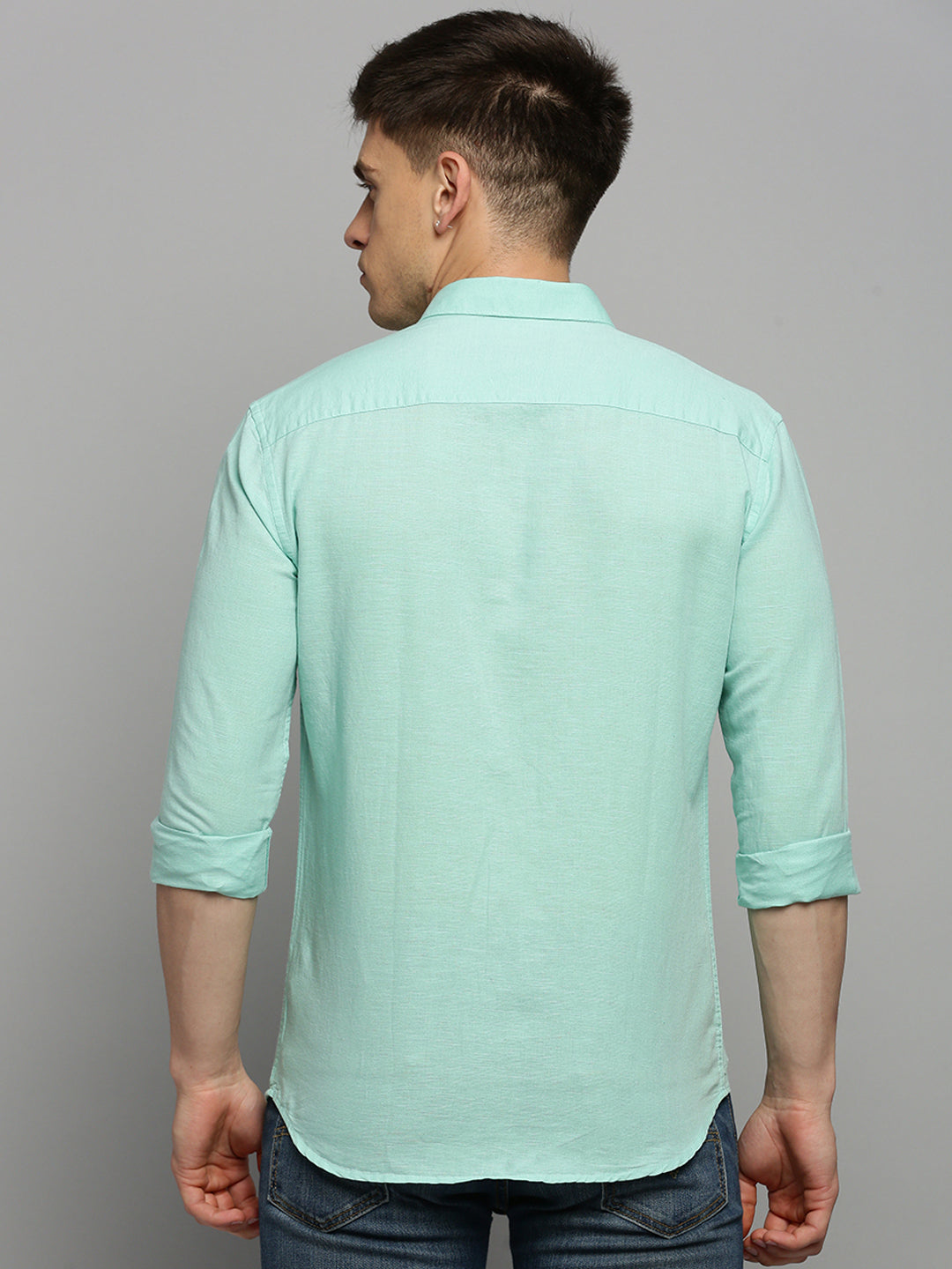 Men Green Solid Formal Shirt