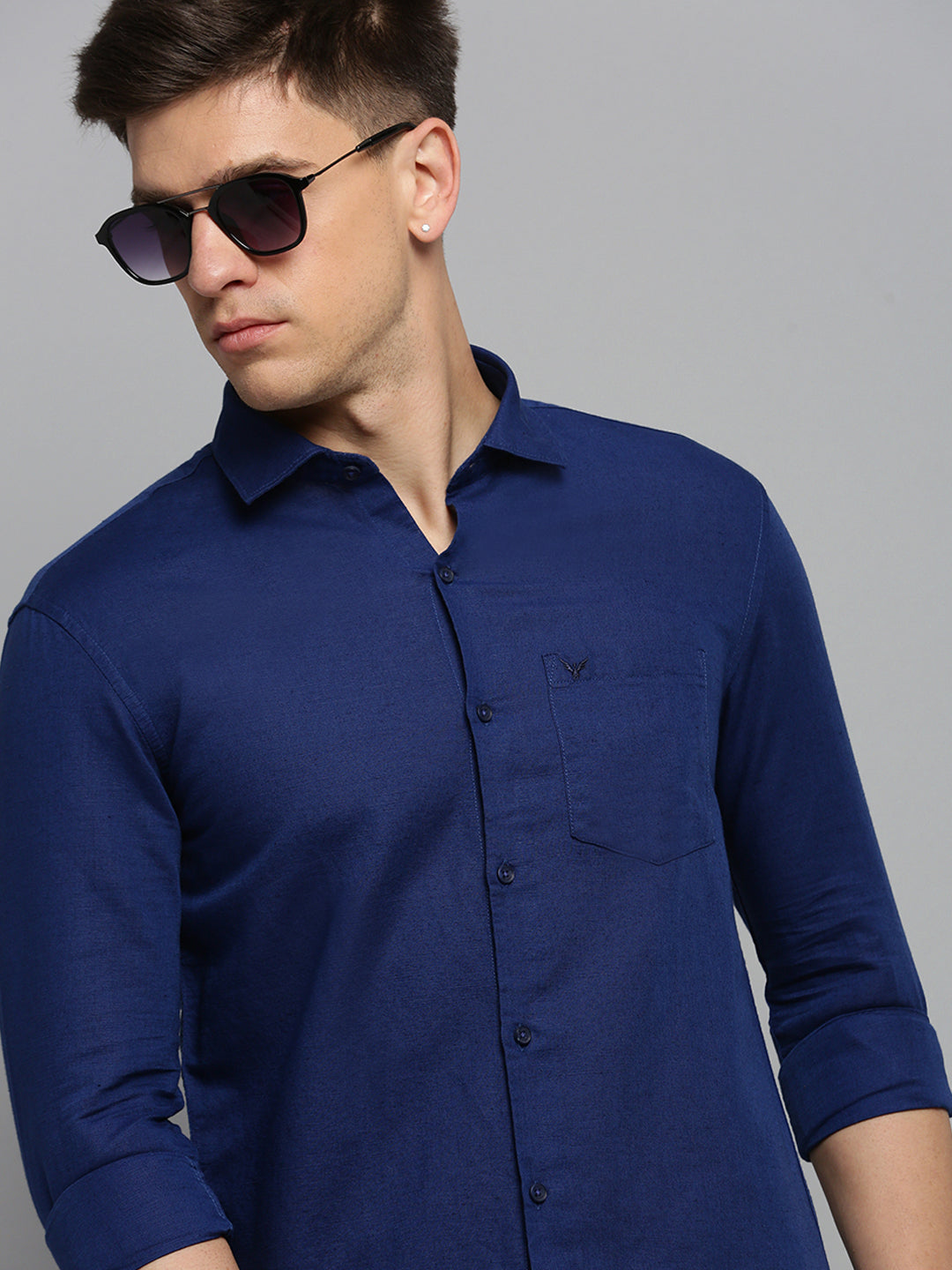 Men Blue Solid Formal Shirt