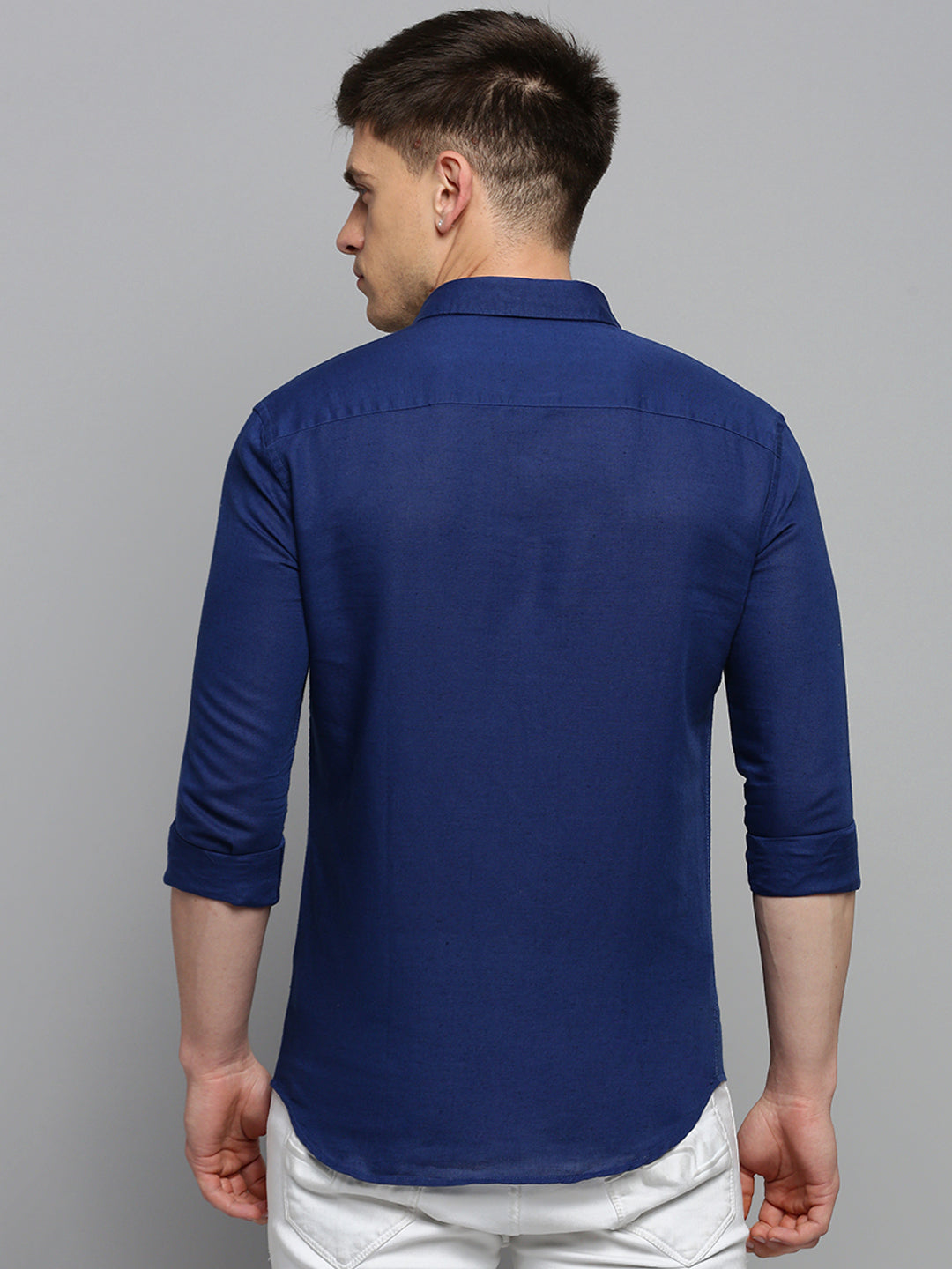 Men Blue Solid Formal Shirt