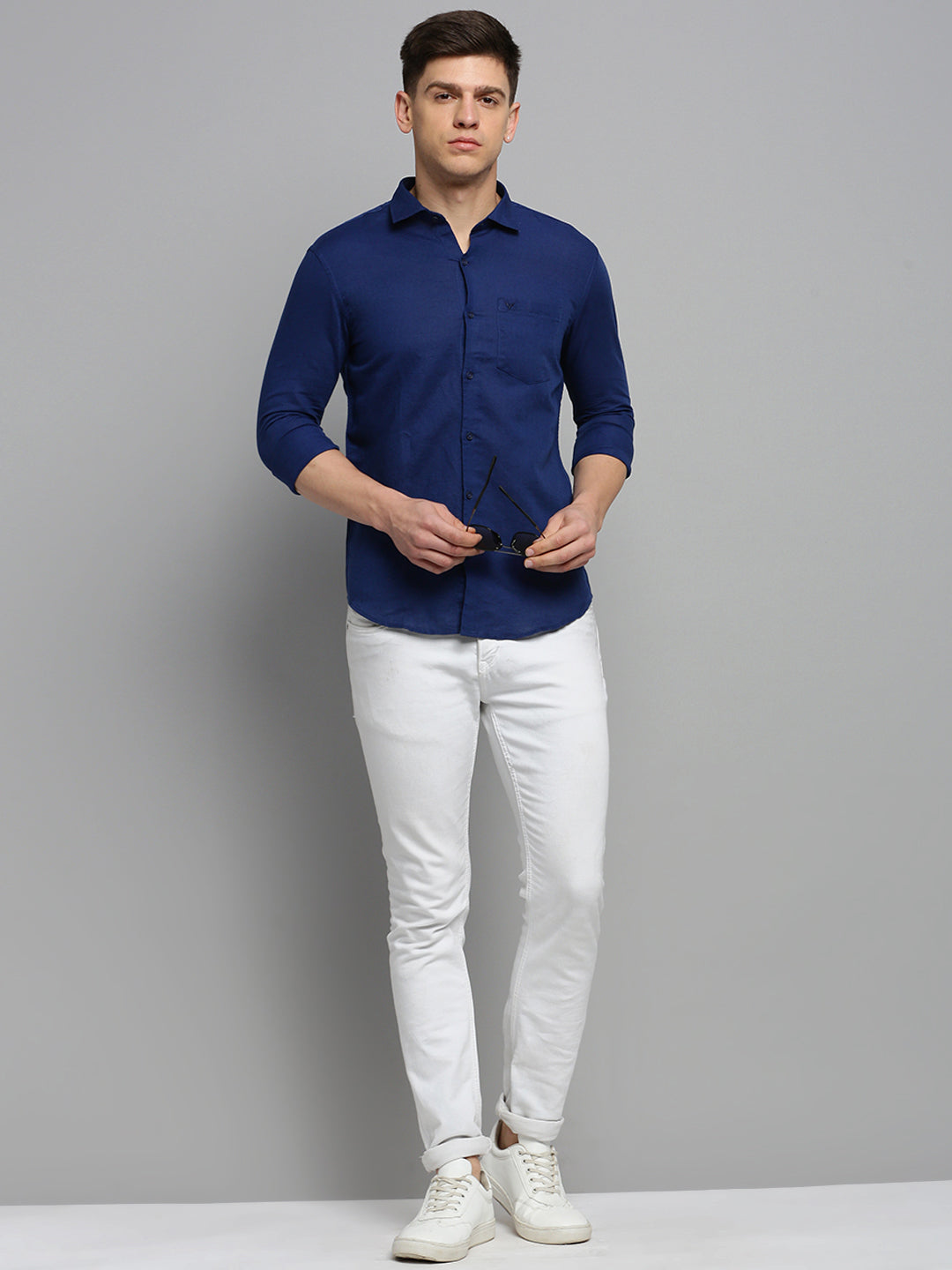 Men Blue Solid Formal Shirt