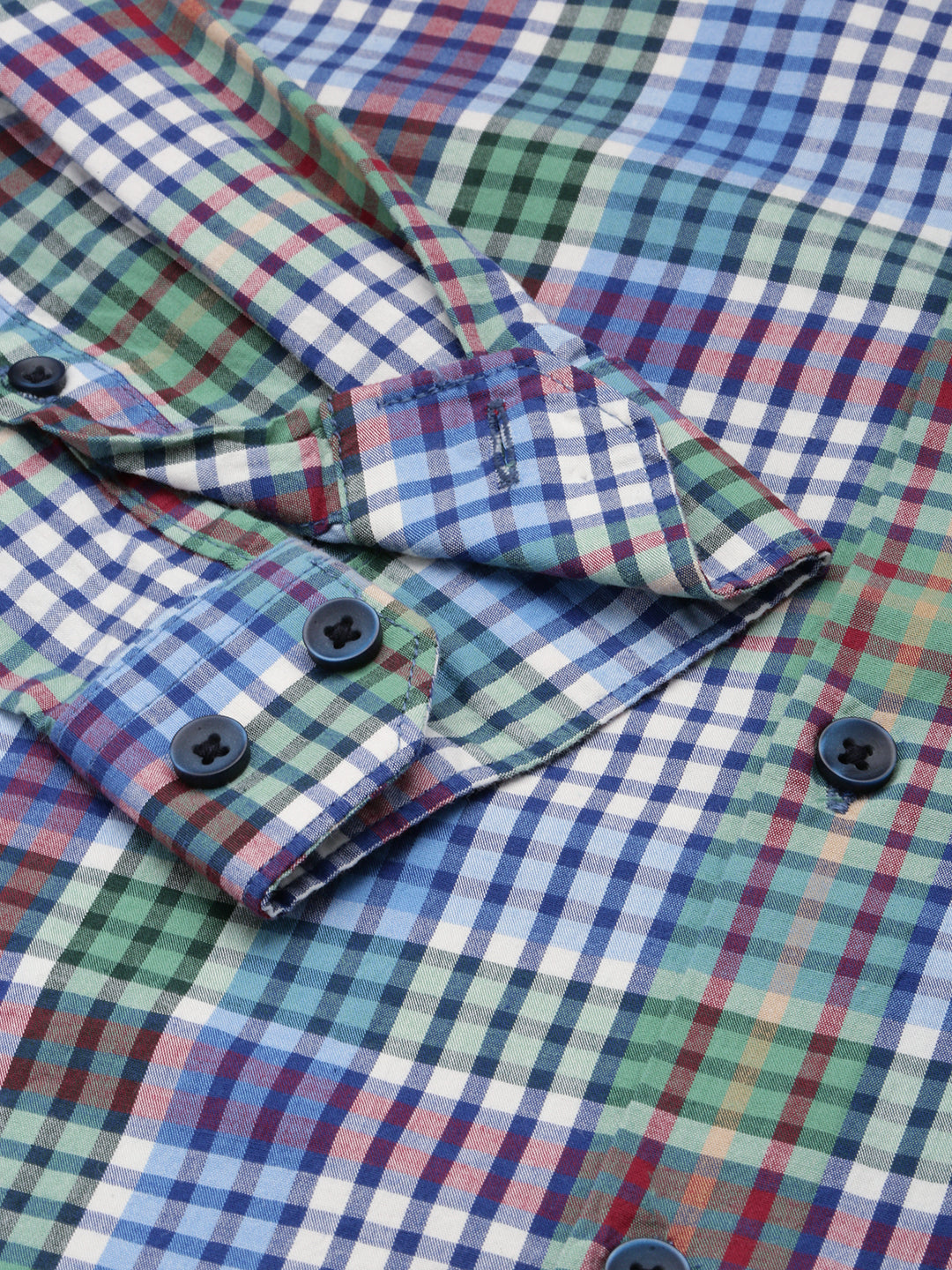 Men Blue Checked Casual Shirt