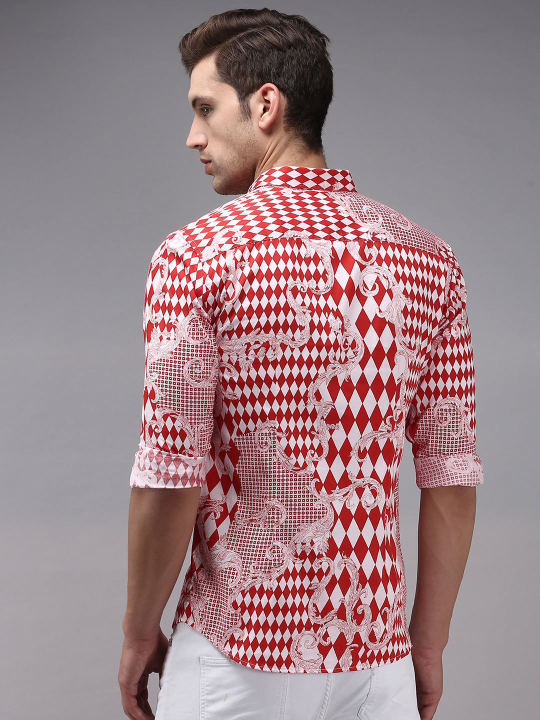 Men Red Printed Casual Shirt