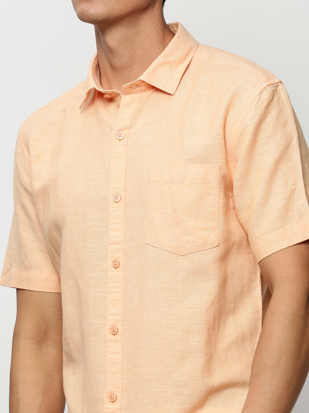 Men Orange Solid Casual Casual Shirts