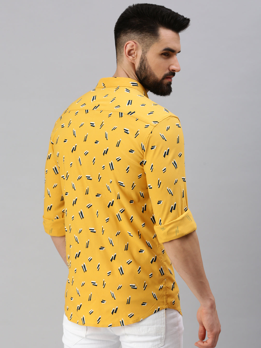 Men Yellow Printed Casual Shirt