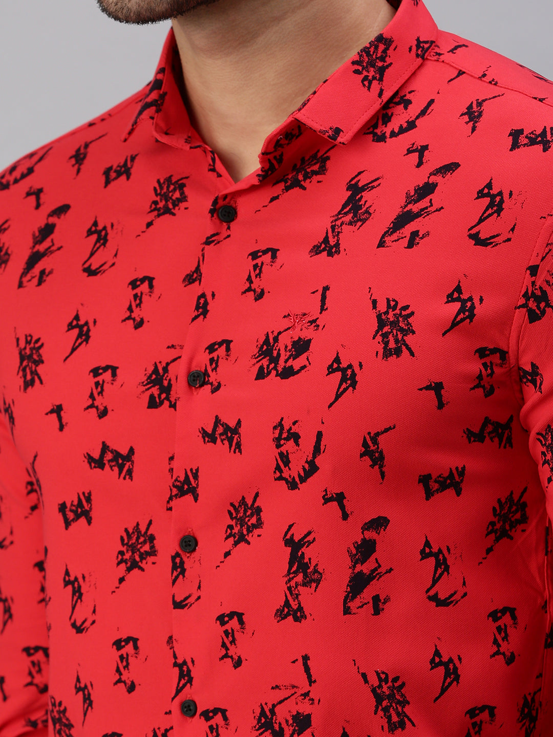 Men Red Printed Casual Shirt