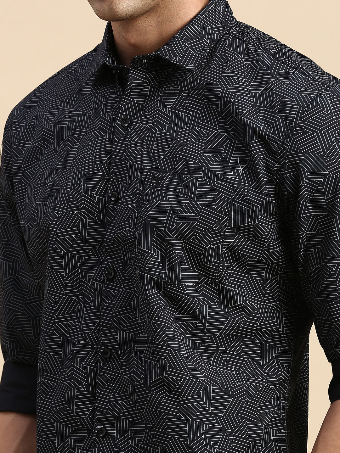 Men Black Printed Casual Shirt