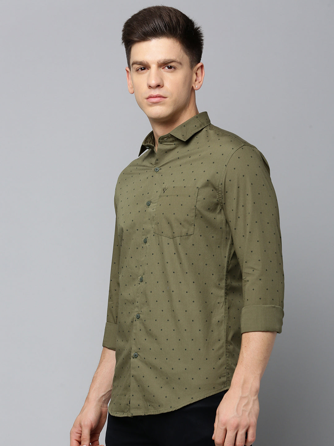 Men Green Printed Casual Shirt