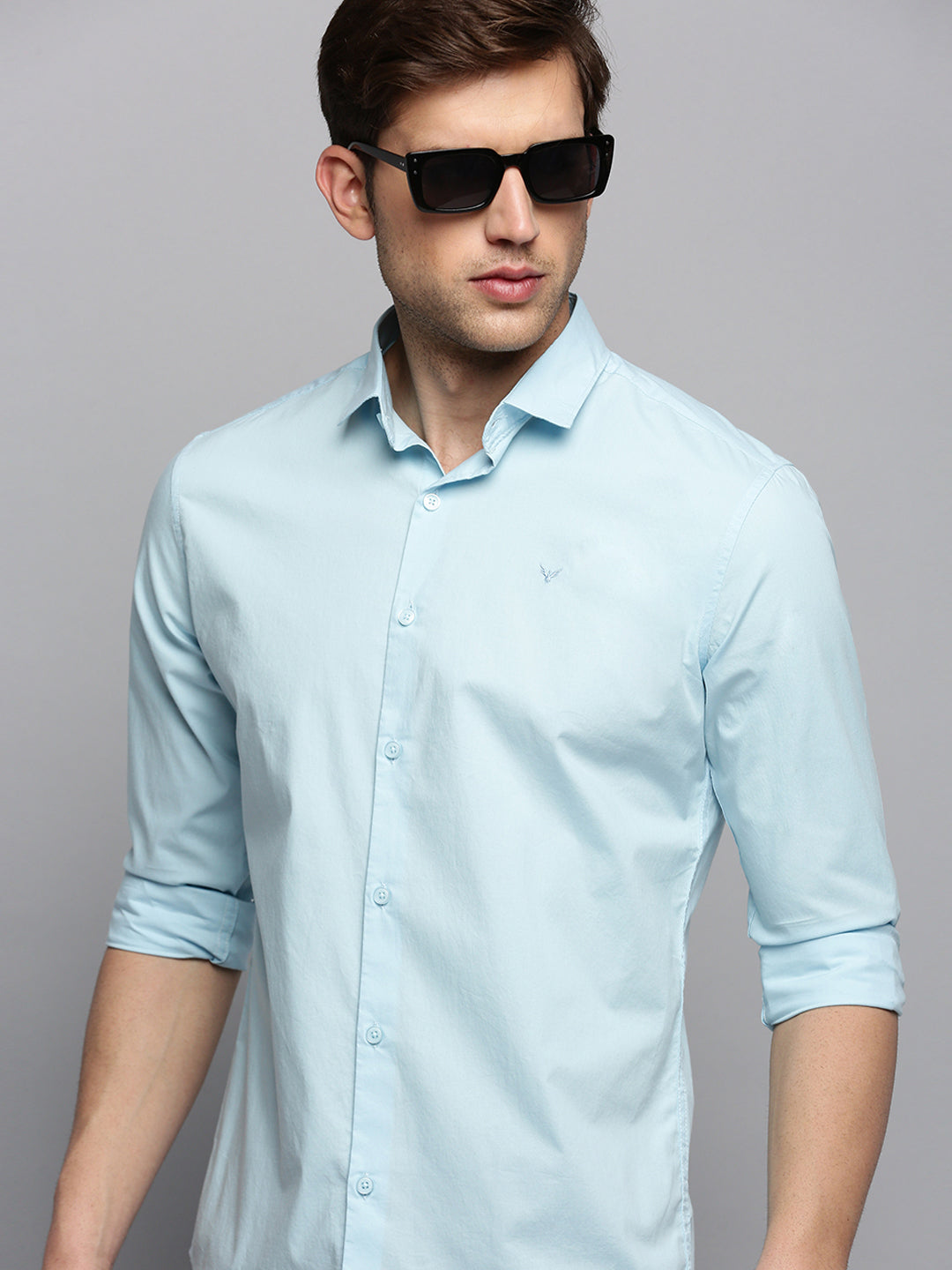 Men Blue Solid Casual Shirt