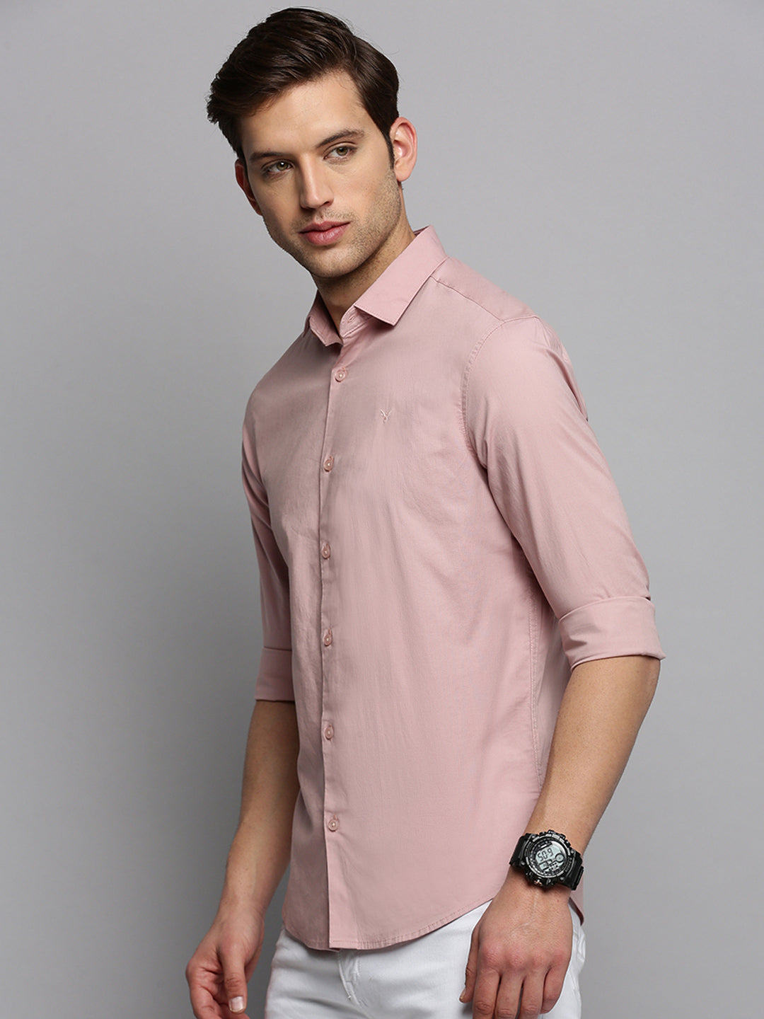 Men Pink Solid Casual Shirt