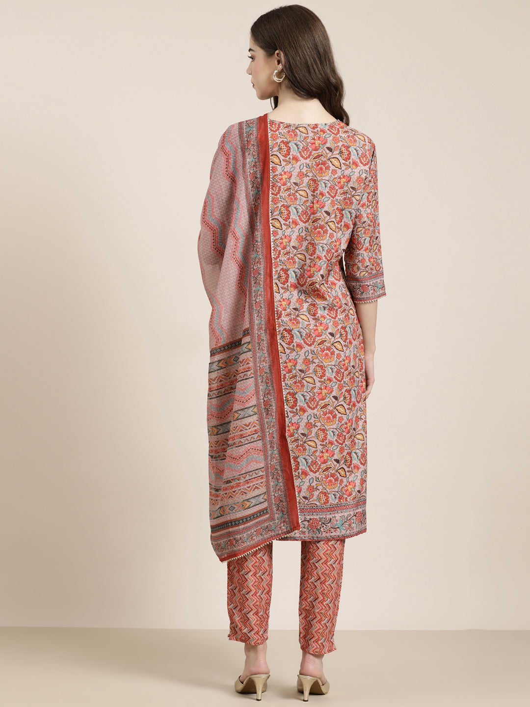 Women Rust Floral Kurta Set