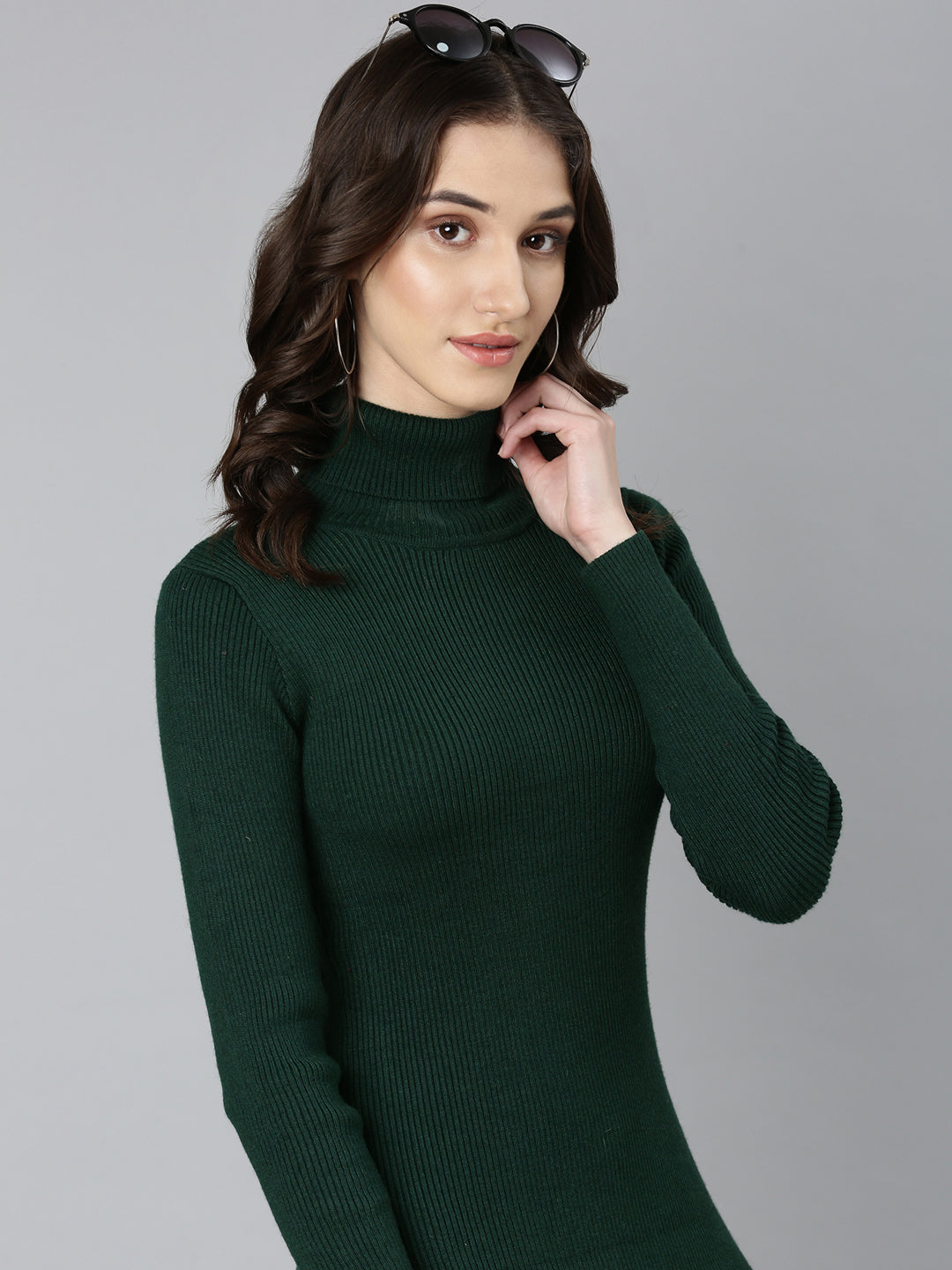 Women Green Solid Bodycon Dress