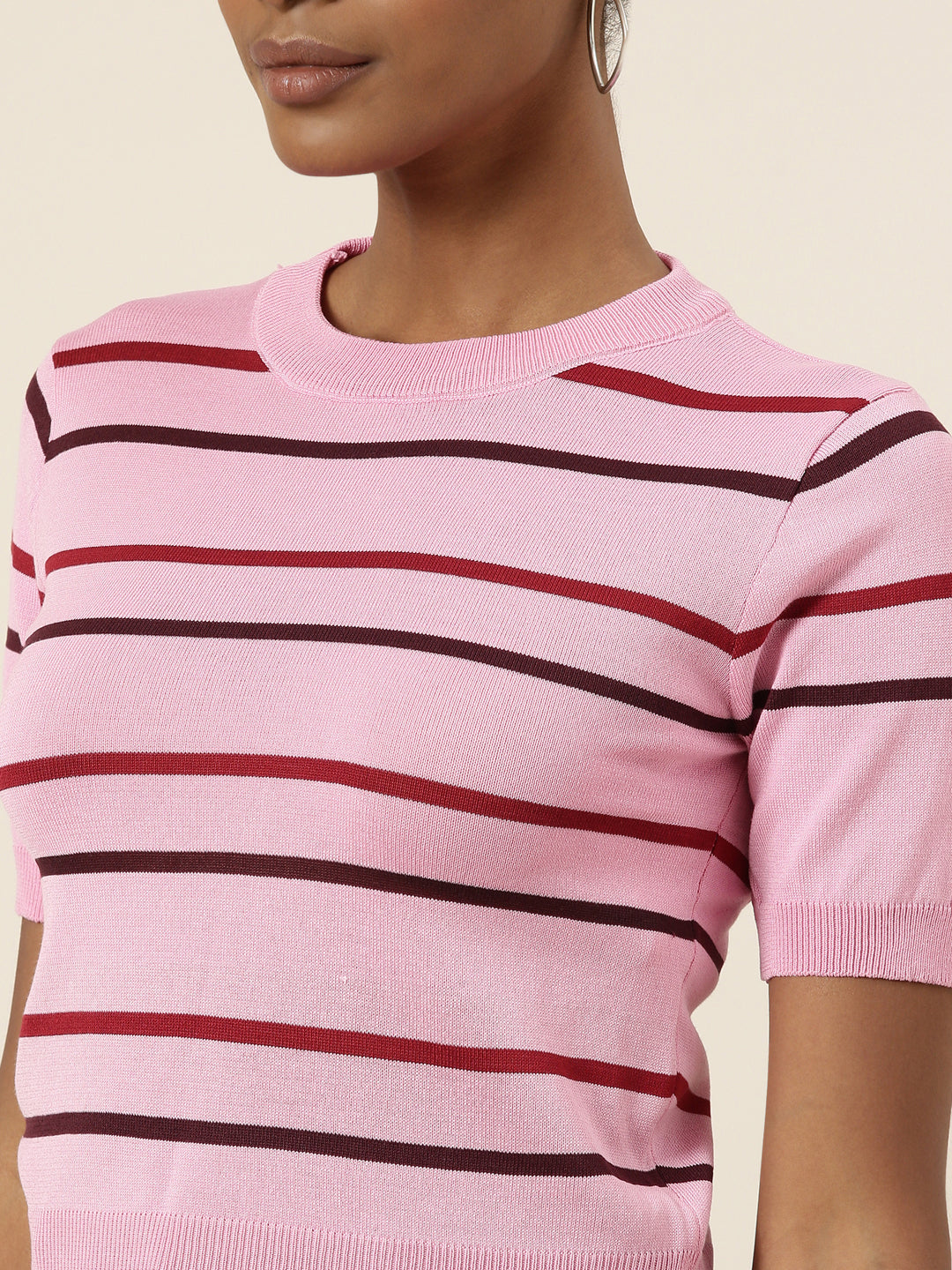 Women Pink Striped Top