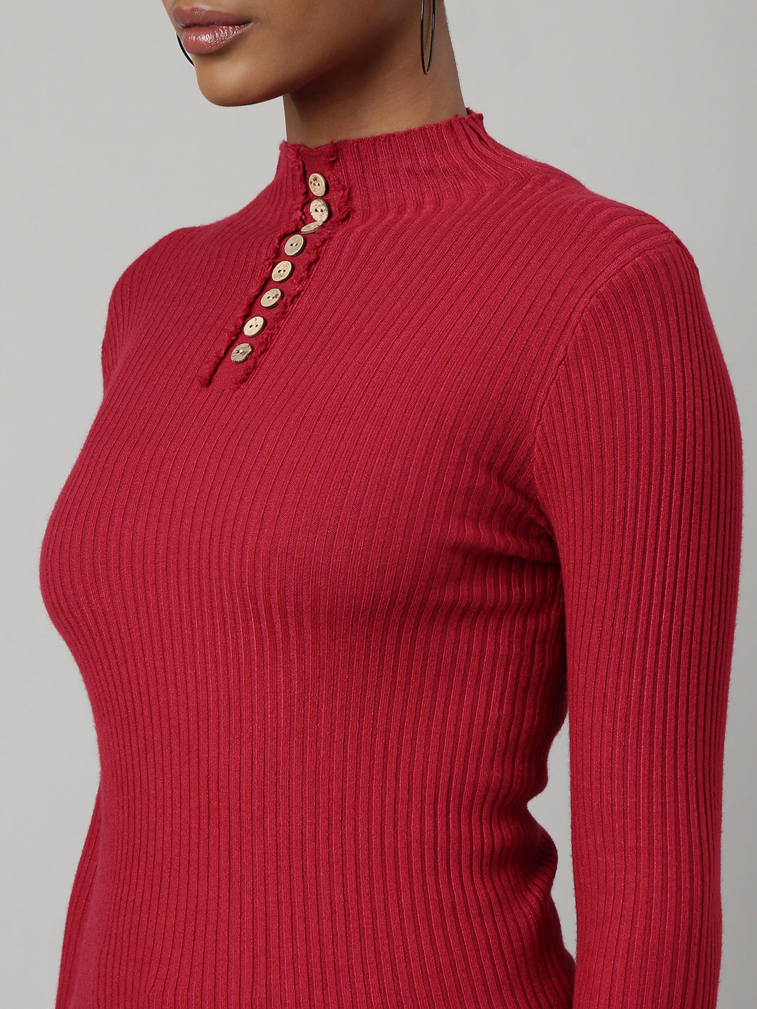 Women Pink Solid Fitted Top
