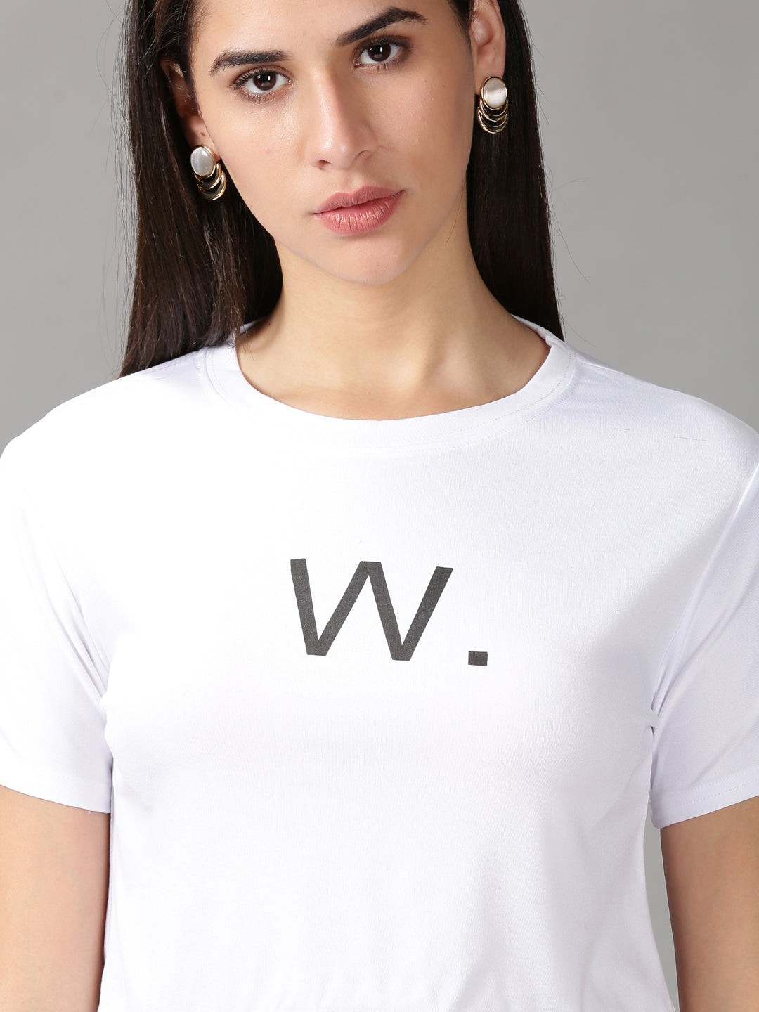 Women's White Solid Crop Top