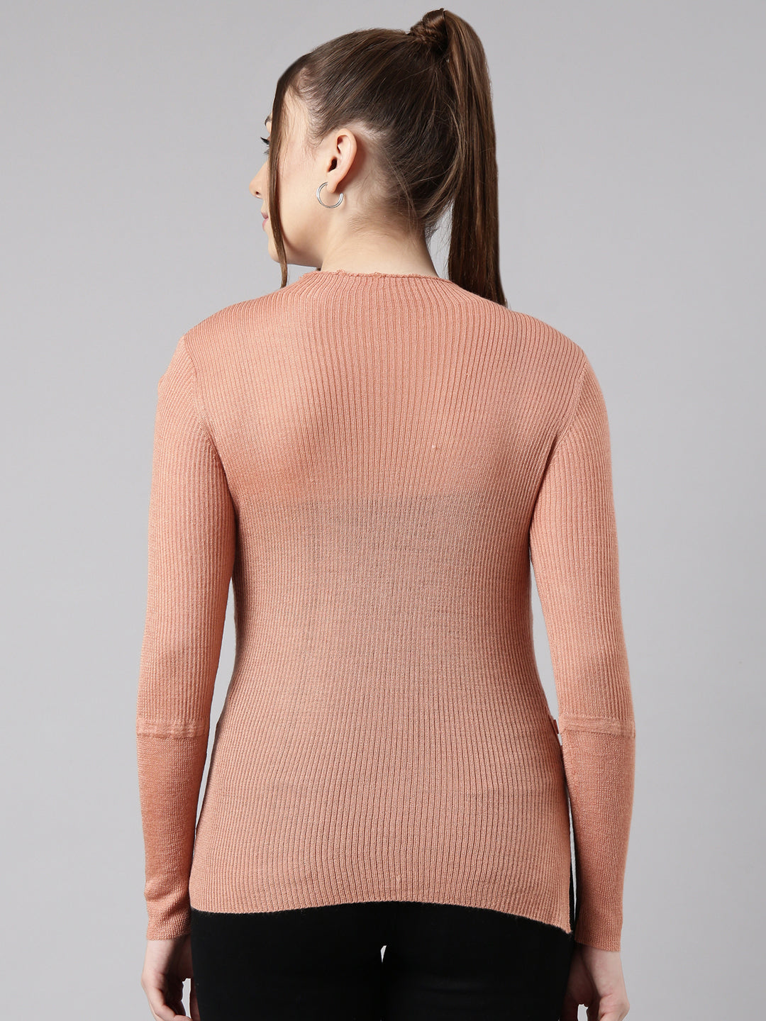 Women Orange Solid Fitted Top