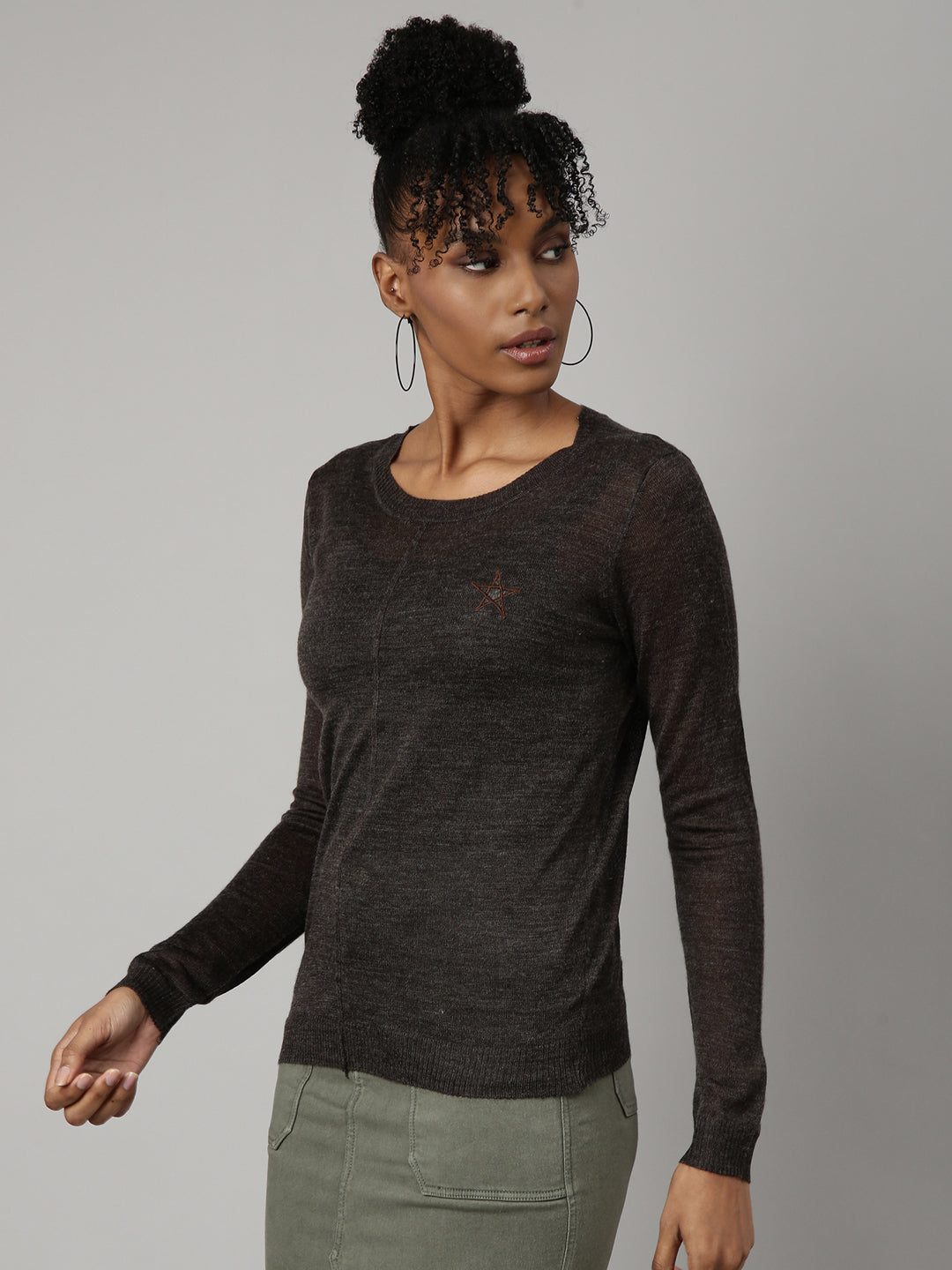 Women Charcoal Solid Top