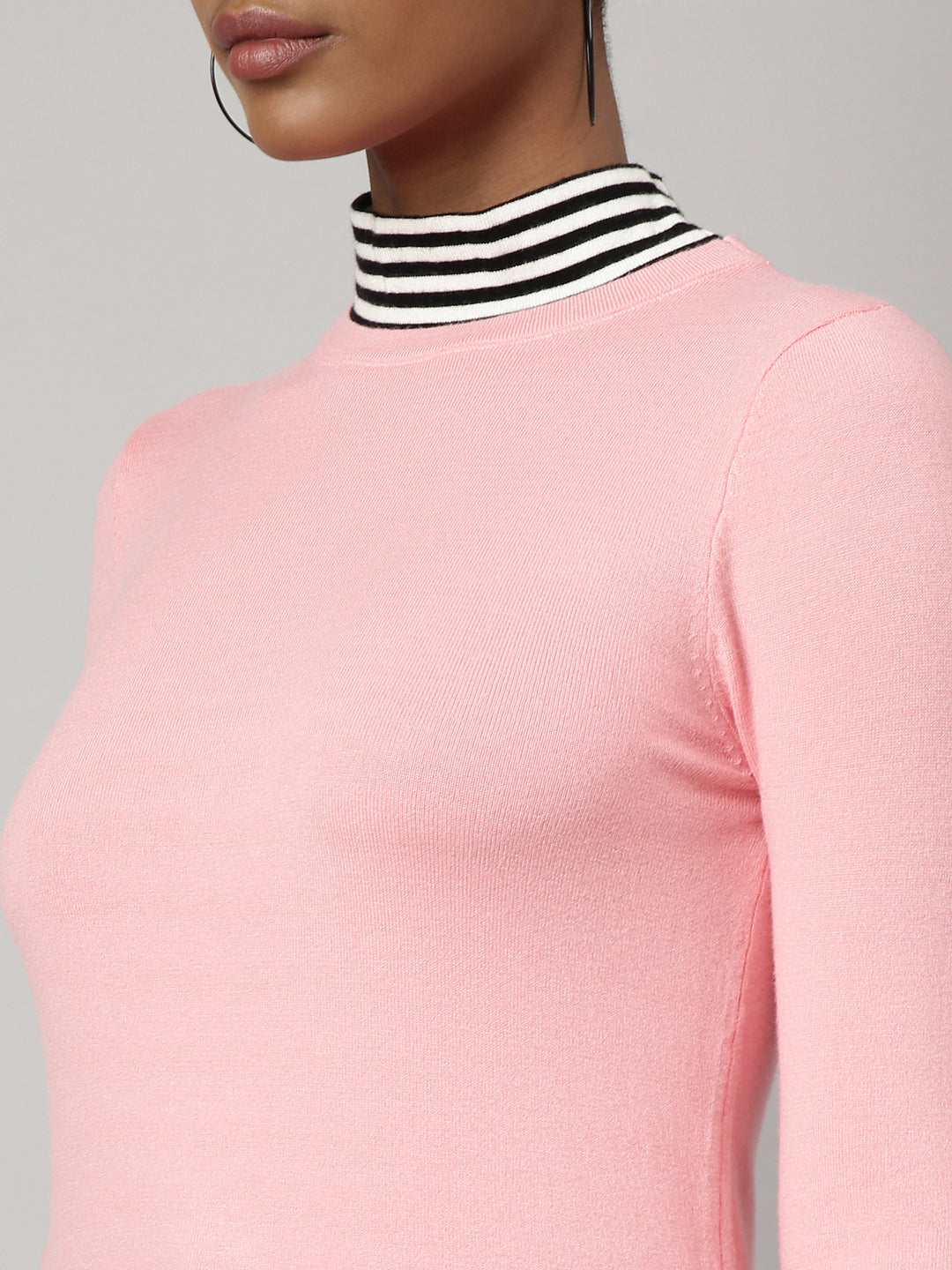Women Peach Solid Fitted Top