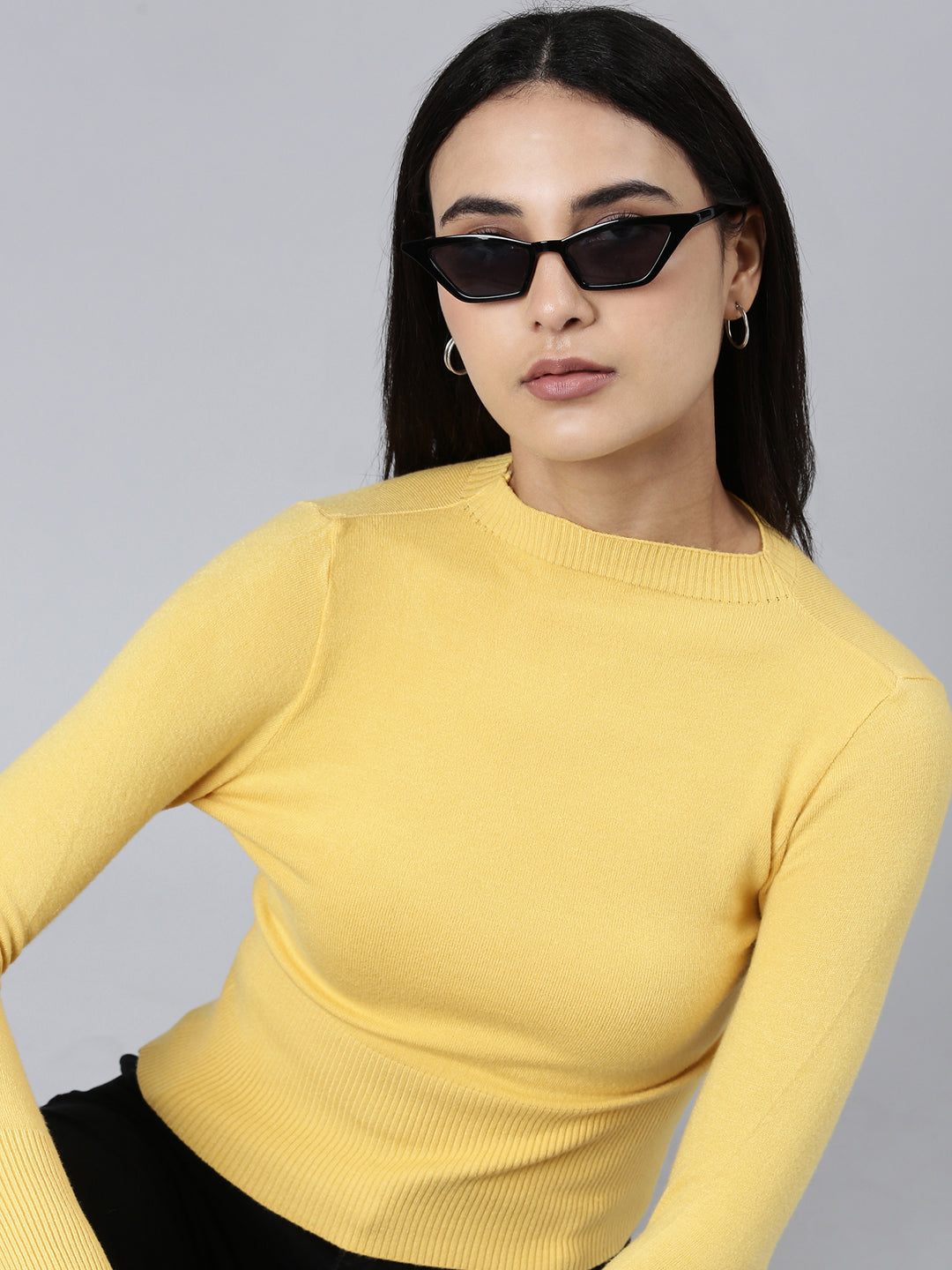 Women Yellow Solid Top
