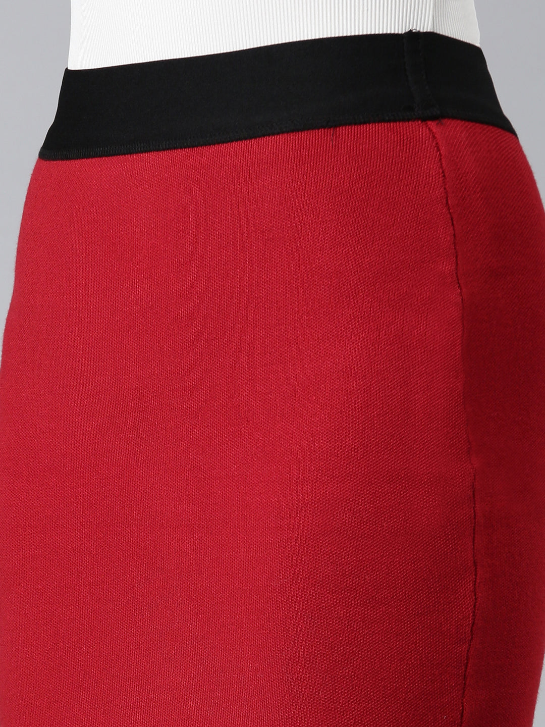 Women Maroon Solid Pencil Skirt