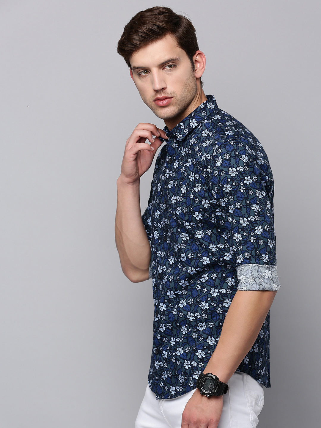 Men Green Printed Casual Shirt