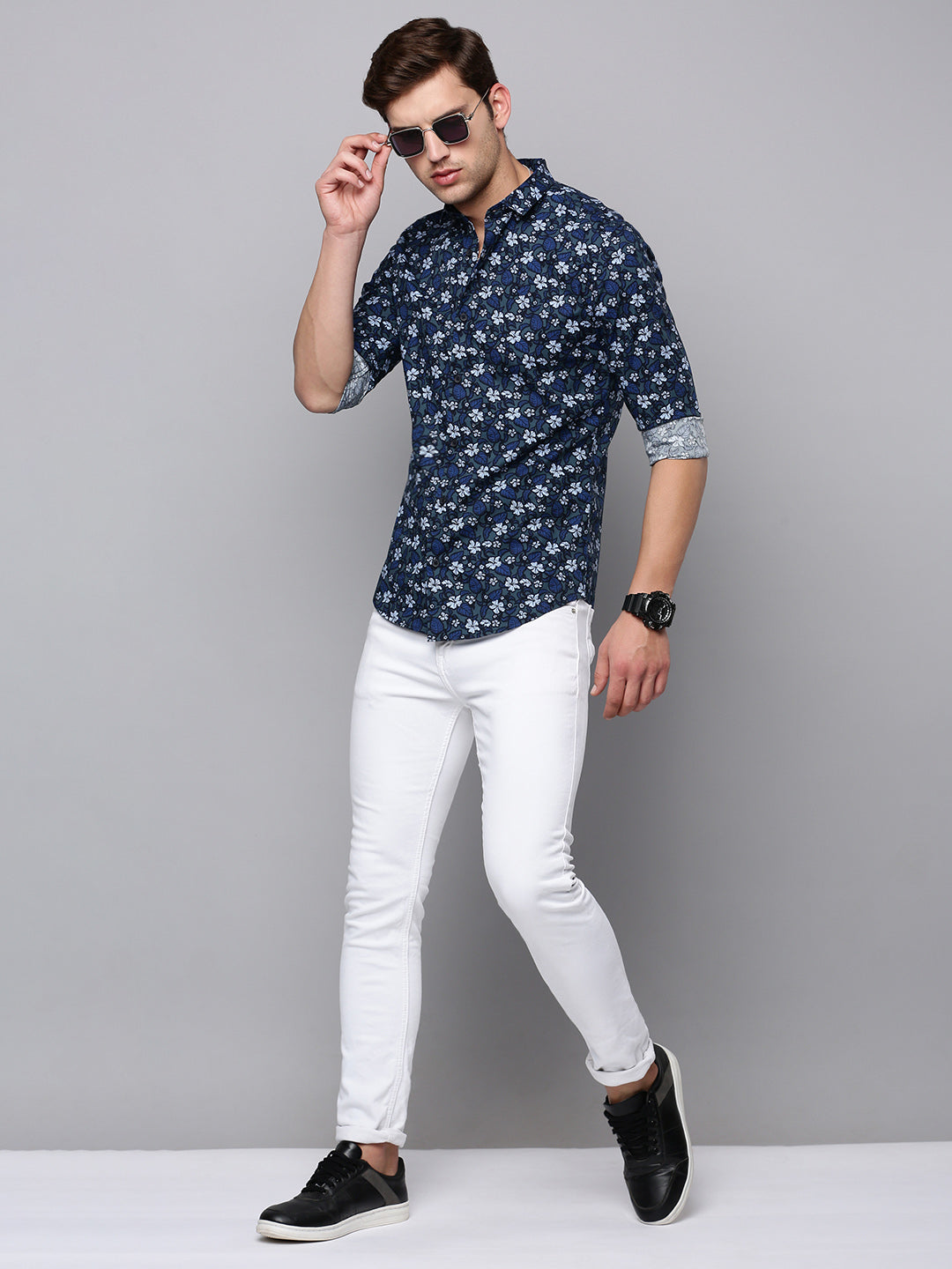 Men Green Printed Casual Shirt