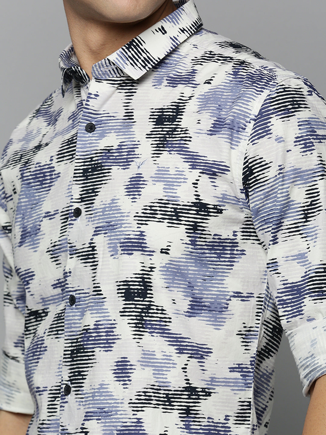 Men White Printed Casual Shirt