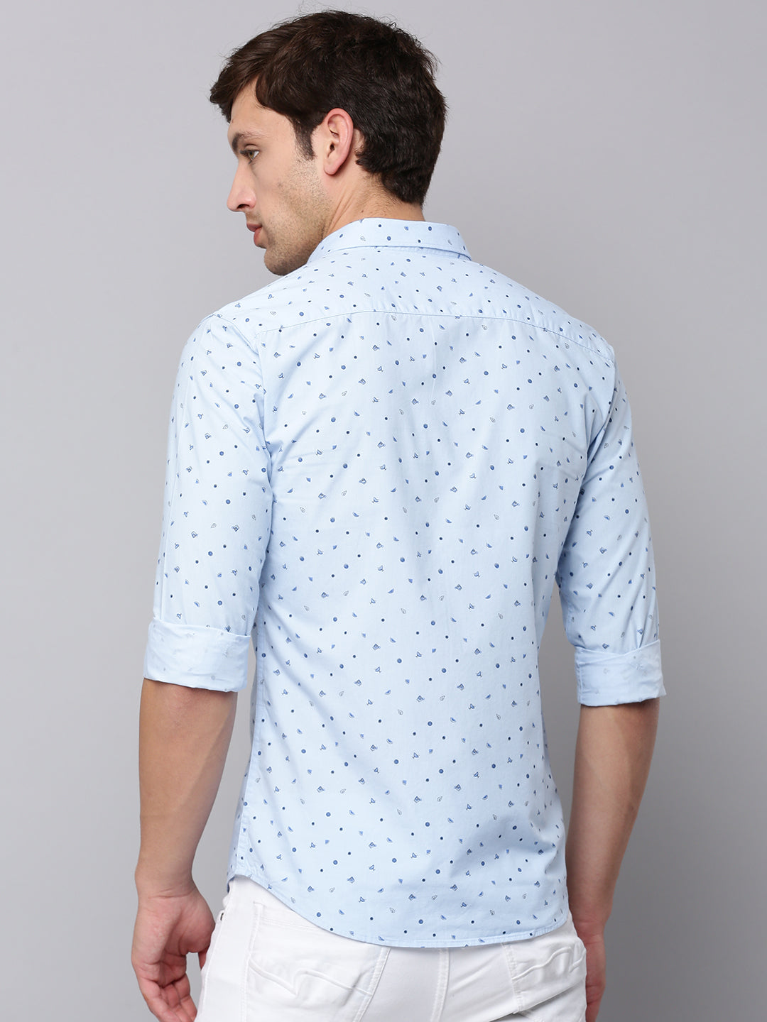 Men Blue Printed Casual Shirt