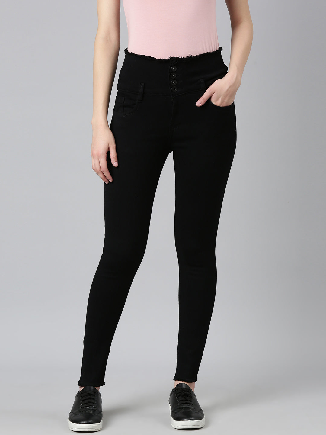 Women Black Solid Super Skinny Fit Denim Jeans