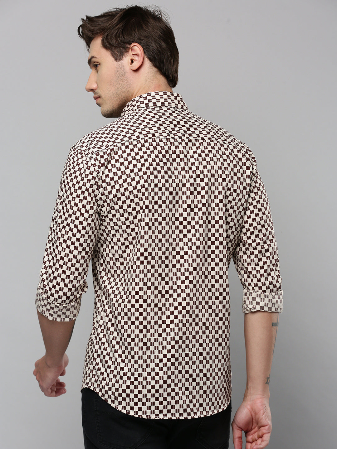 Men Beige Printed Casual Shirt