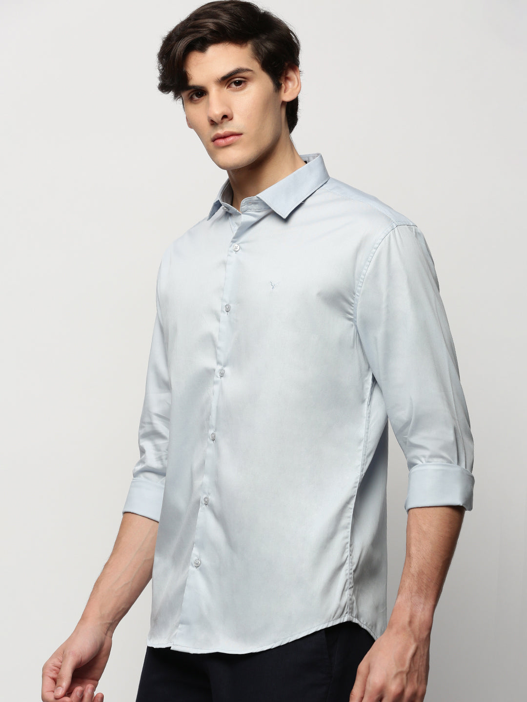 Men Blue Solid Casual Casual Shirts