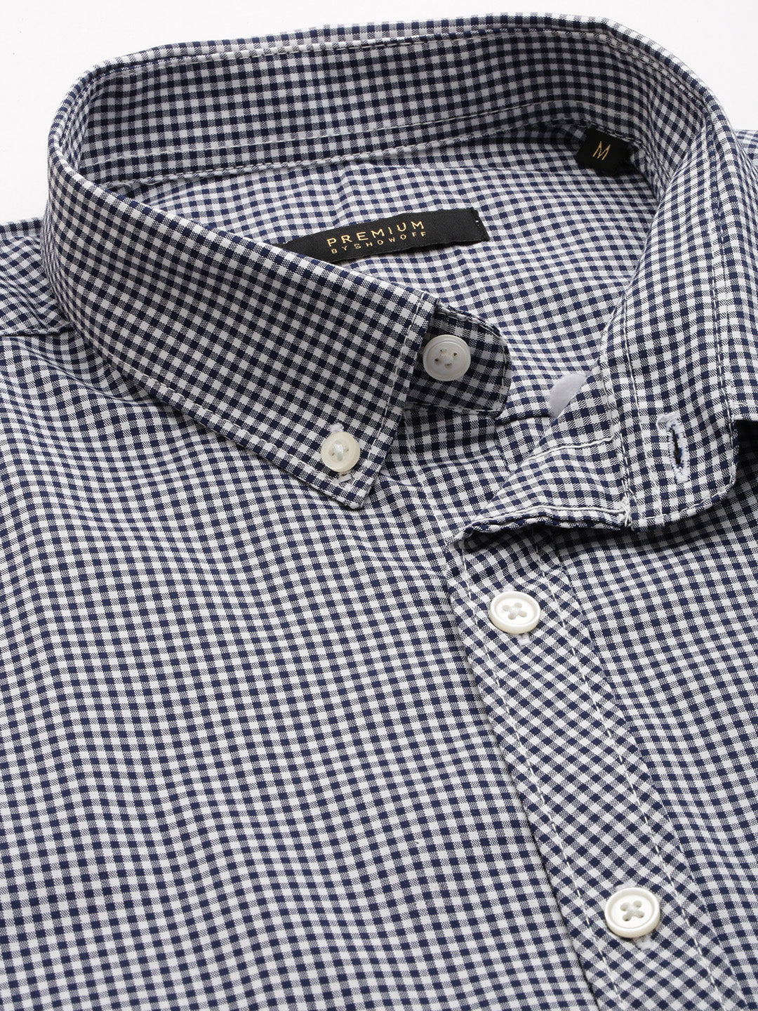 Men Navy Checked Casual Shirt