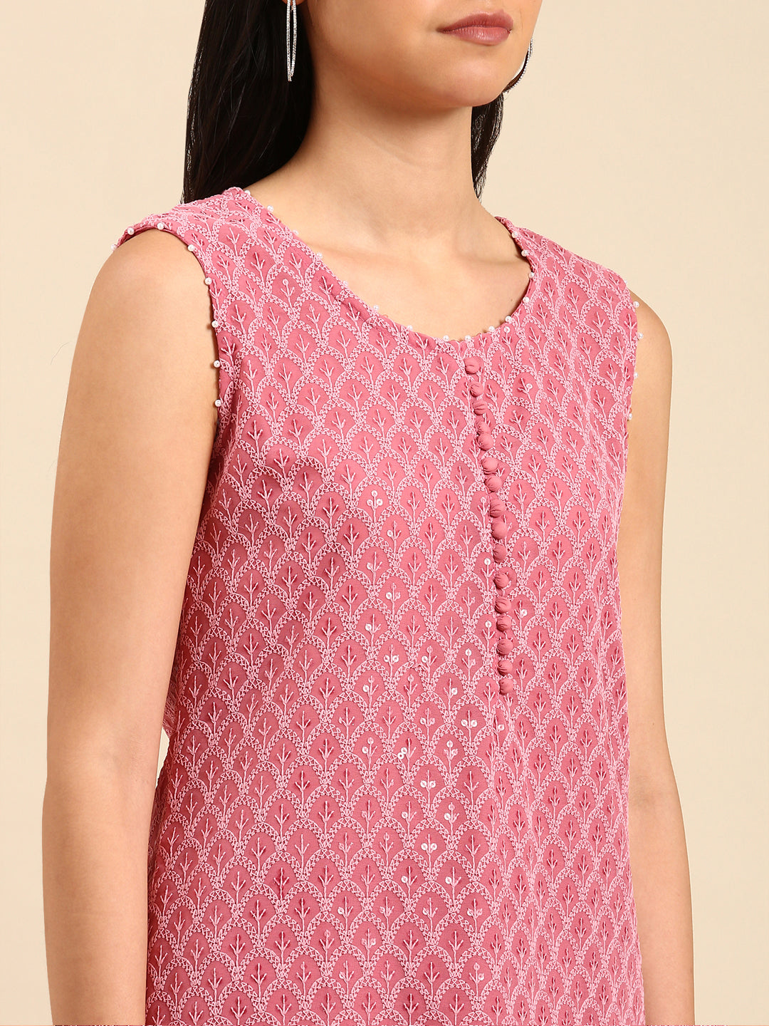 Women's Pink Embroidered Kurta Set