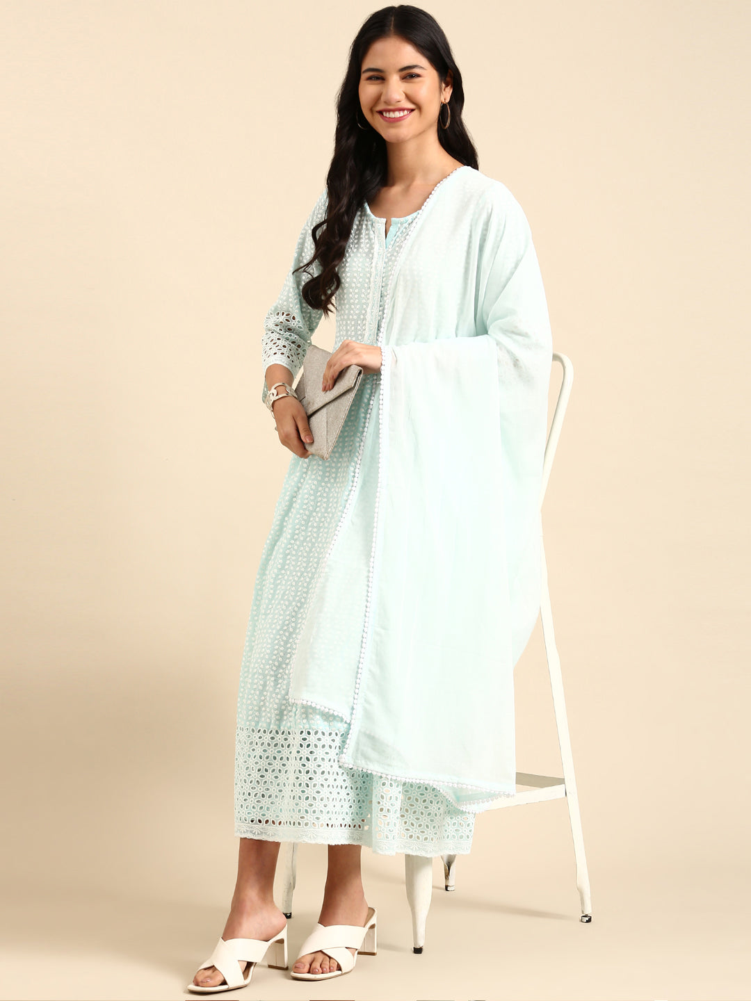 Women's Blue Solid Kurta Set