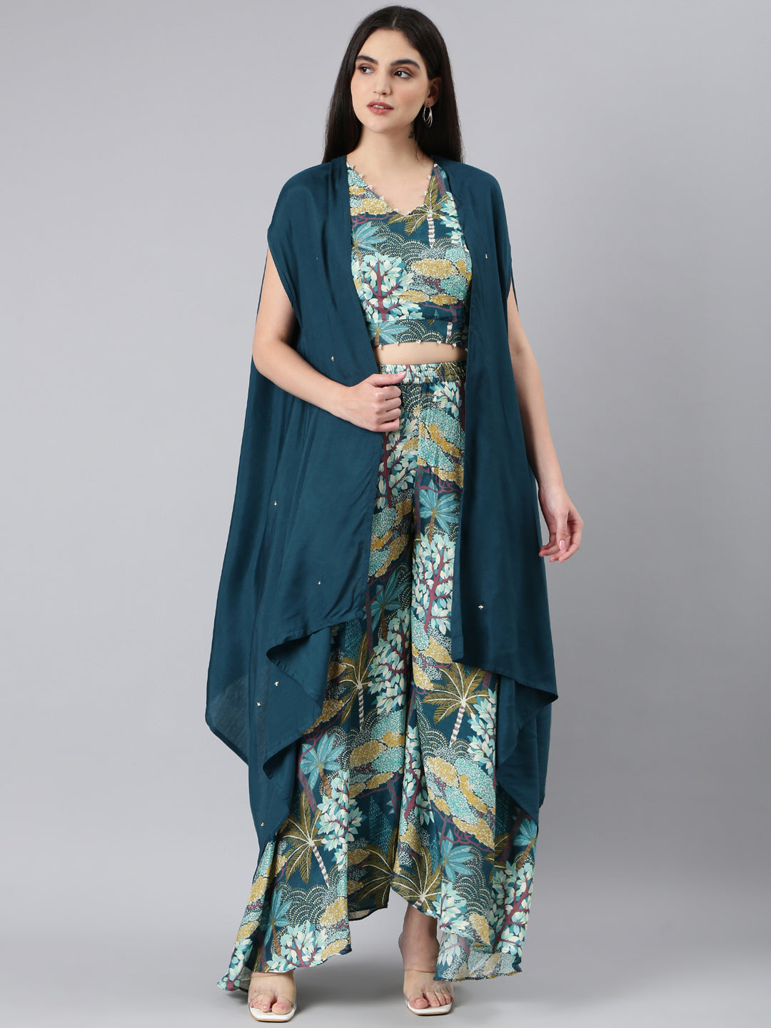 Women Teal Printed Co-Ords