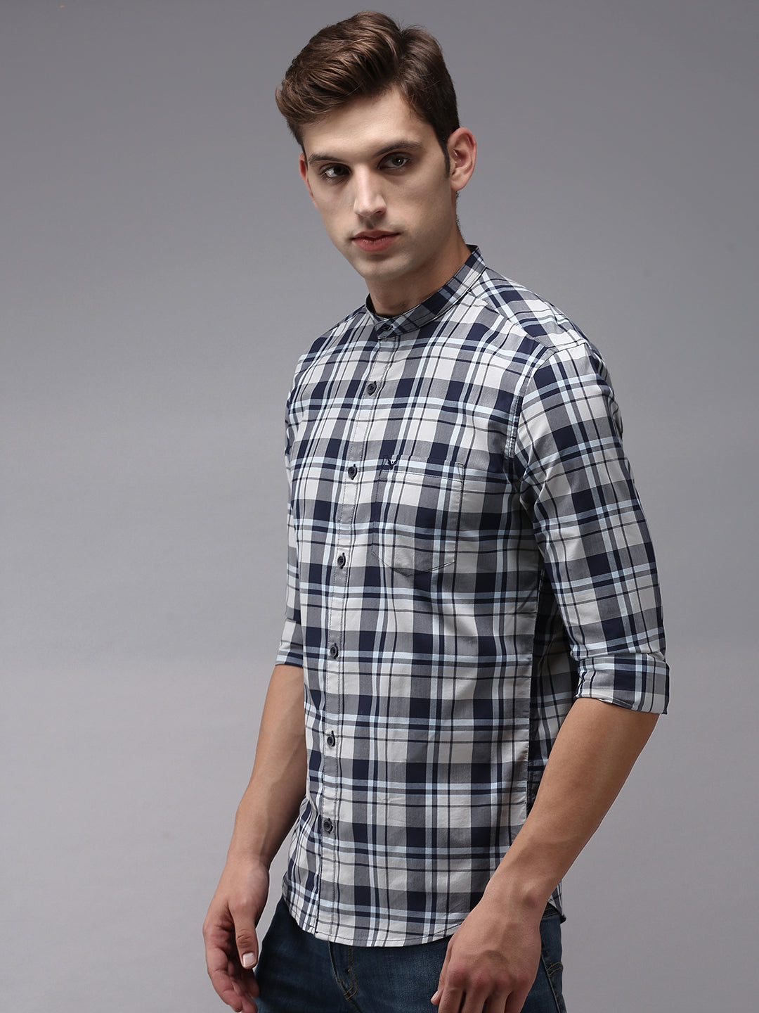 Men White Checked Casual Shirt