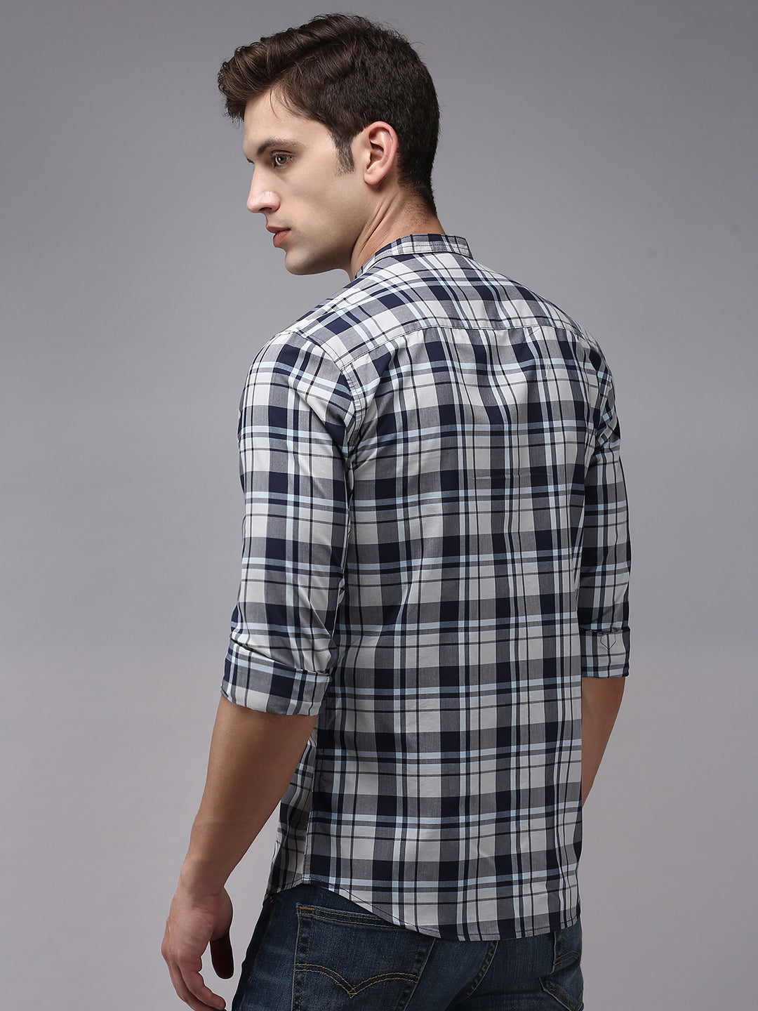 Men White Checked Casual Shirt