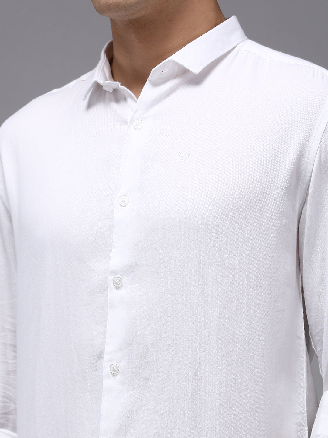 Men White Solid Casual Shirt